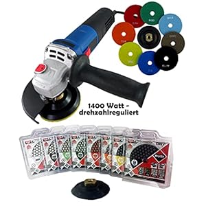 Diamant polijstset 1400 Watt + Rubi schuurpad assortiment