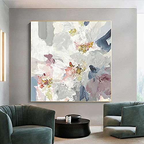 Cuadro abstracto de lienzo con hoja de oro de 50x50 cm para salón moderno 3