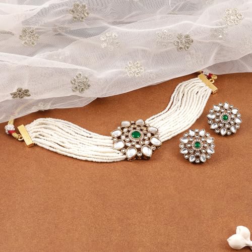 Image of Rubans Choker Necklace Set Traditional Stylish Jewellery Gift for Women & Girls