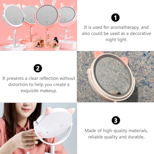 Miroir de maquillage LED pivotant 360 avec rangement bureau rechargeable