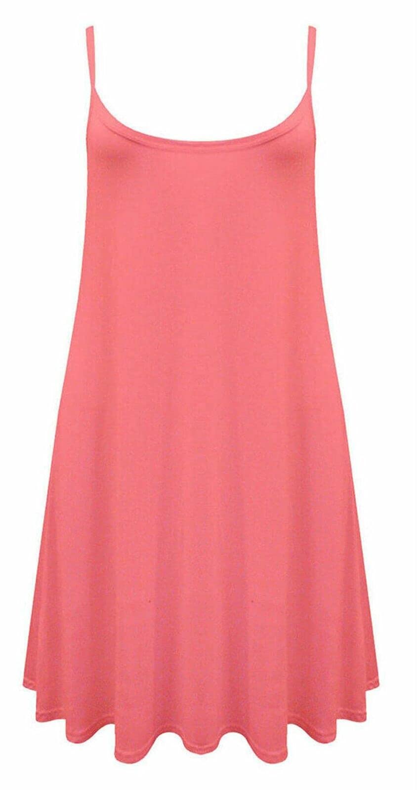 Fairy Trendz Ltd Women's Coral Plus Size Plain Printed Strappy Sleeveless Cami Swing Dress 8-26( Uk 24-26)