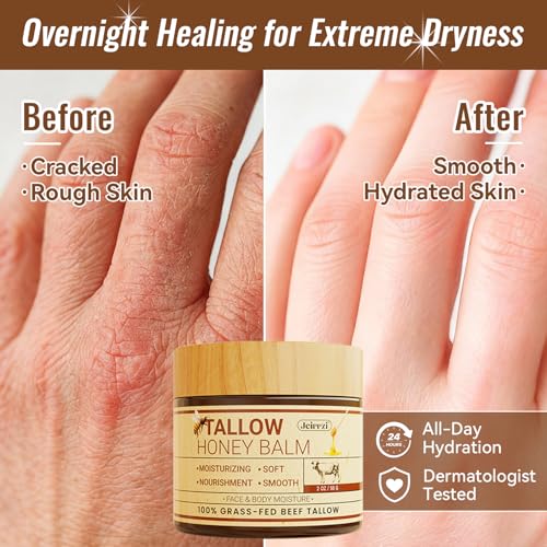 Jeirrzi Organic Beef Tallow for Skin, 100% Grass-Fed Tallow and Honey Balm for Face Body M - image 6