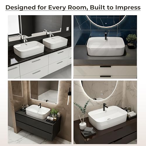 Image of Plantex Ceramic Washbasin /Tabletop Wash Basin with 10 Years Glaze Warranty by Plantex /Wash Basin for Bathroom /Home /Office /Hotels (White - 24 x 15.5 x 6 Inch)