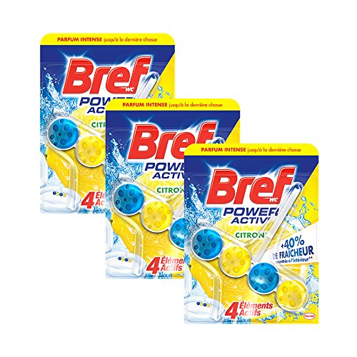 Bref WC Power Activ Citron lot de 3 pour une fraîcheur anti-calcaire continue