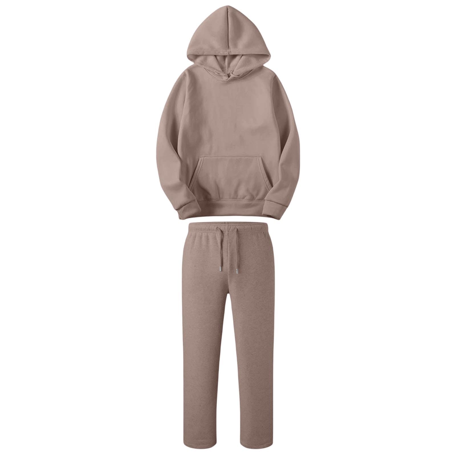 Tuta sportiva da donna, 2 pezzi, felpa con cappuccio e gamba dritta, per il tempo libero, comoda tuta da fitness, casual, a maniche lunghe