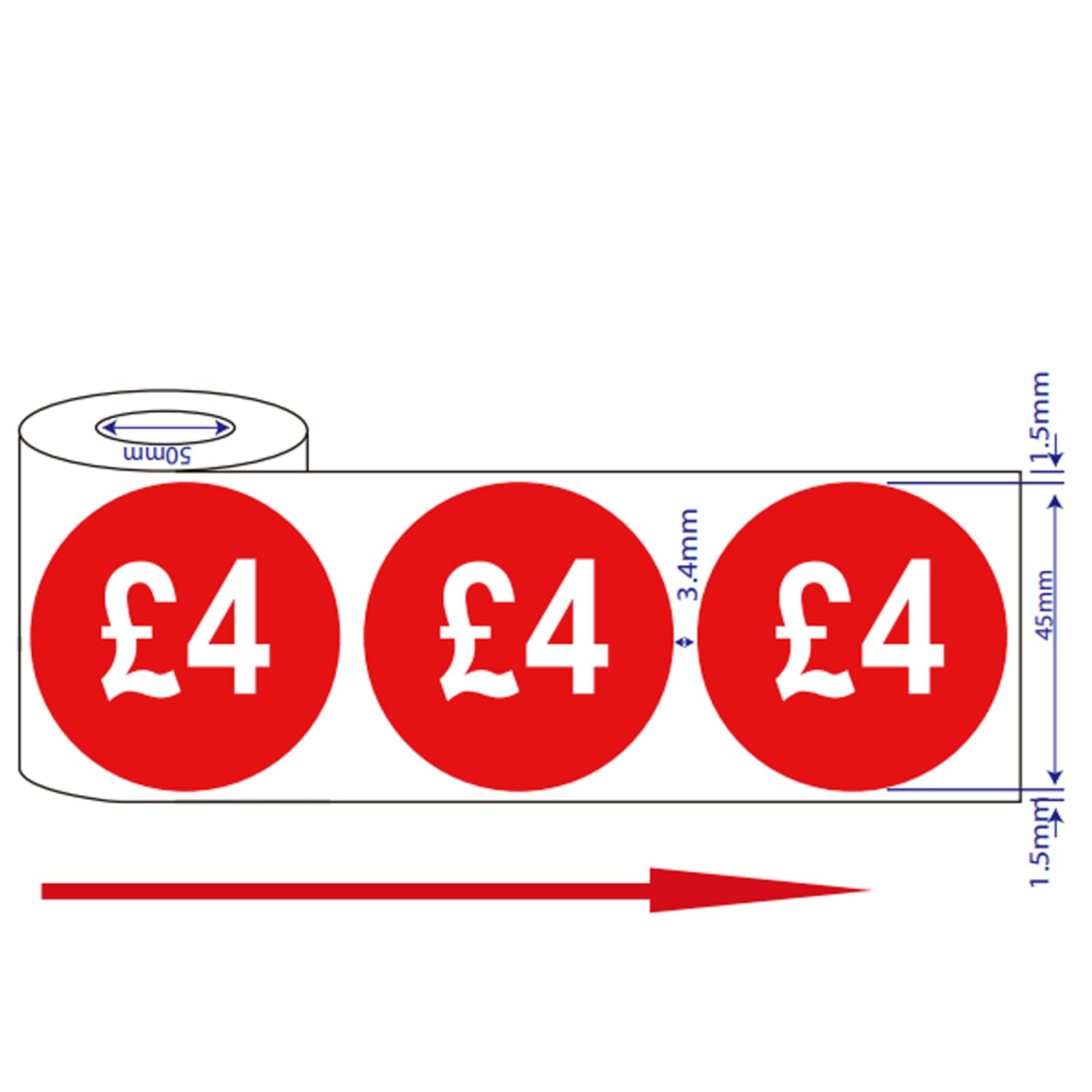 500x 45mm £1-£10 Red Self Adhesive Price Stickers (£4)