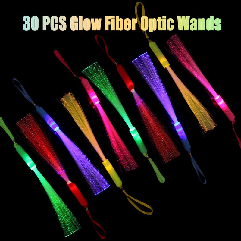 Fiber Optic Wands Glow Sticks Toy, LED Light Up Wand, Glow in the Dark Party Supplies, Light Up Party Favors, Glow Flashing Light Sticks Party Decorations (Brighter Color, 48PCS)