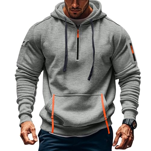 Fall Winter Quarter Zip Hoodie Men Pullover Tactical Sweatshirt Vintage Long Sleeve Casual Hoodies with Pockets