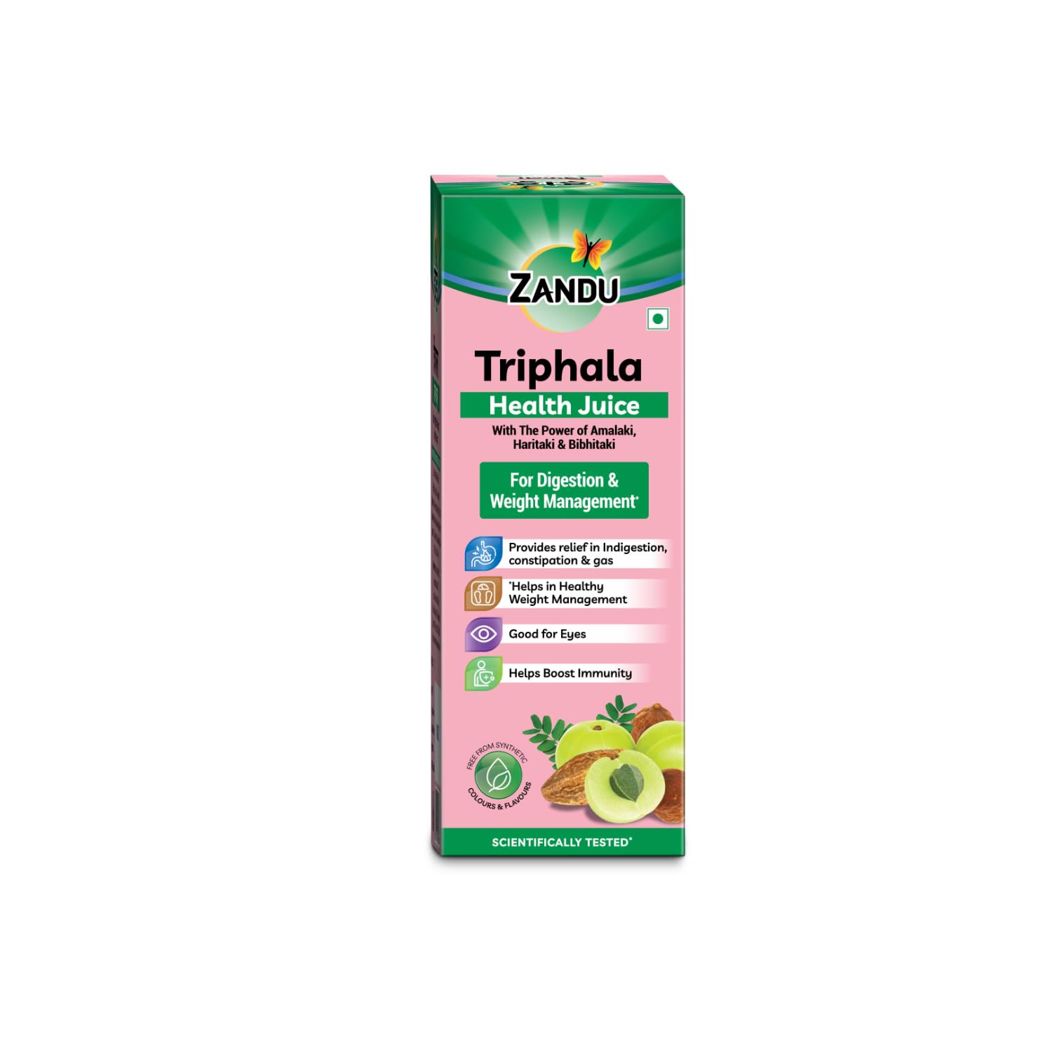 Zandu Triphala Health Juice, 1L, scientifically tested, for healthy weight management, relief from indigestion, constipation and gas, No Synthetic colours and flavours