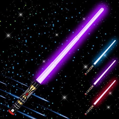 Sabre laser pour enfants - Sabre lumineux avec son - 3 couleurs changeantes - Sabre laser rétractable - Jouets pour garçons et enfants - Cadeaux de fête - 1 lot Cover