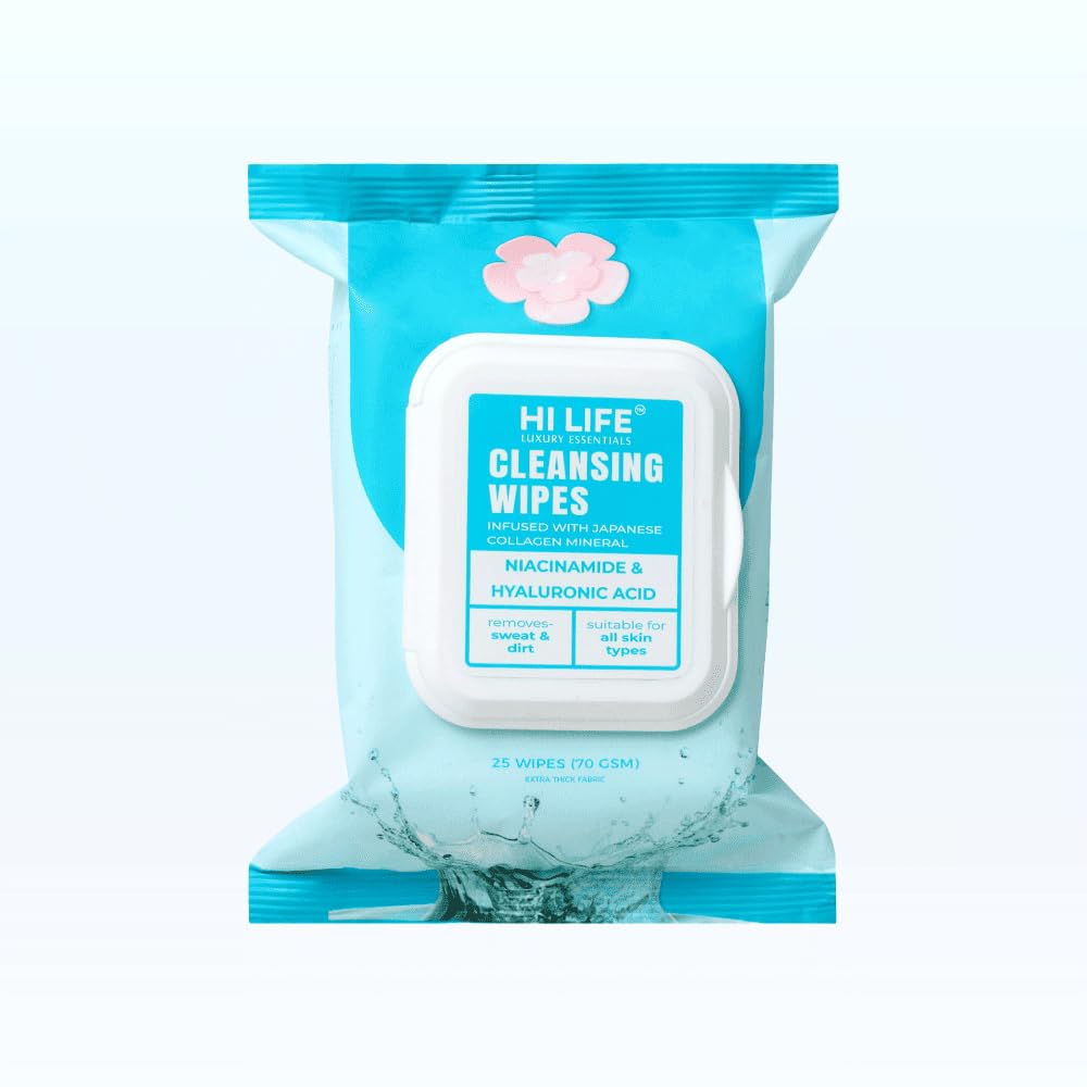 Hi Life™ Niacinamide & Hyaluronic Acid Cleansing Wet Wipes | Brightening Niacinamide, Deep Hydration with Hyaluronic Acid & Japanese Collagen Mineral | Biodegradable Facial Wipes | Dermatologist Tested -(Pack of 25)-image-41