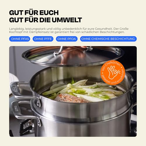Olla de cocina saludable sin antiadherente de triple capa 24 cm 6 L 5