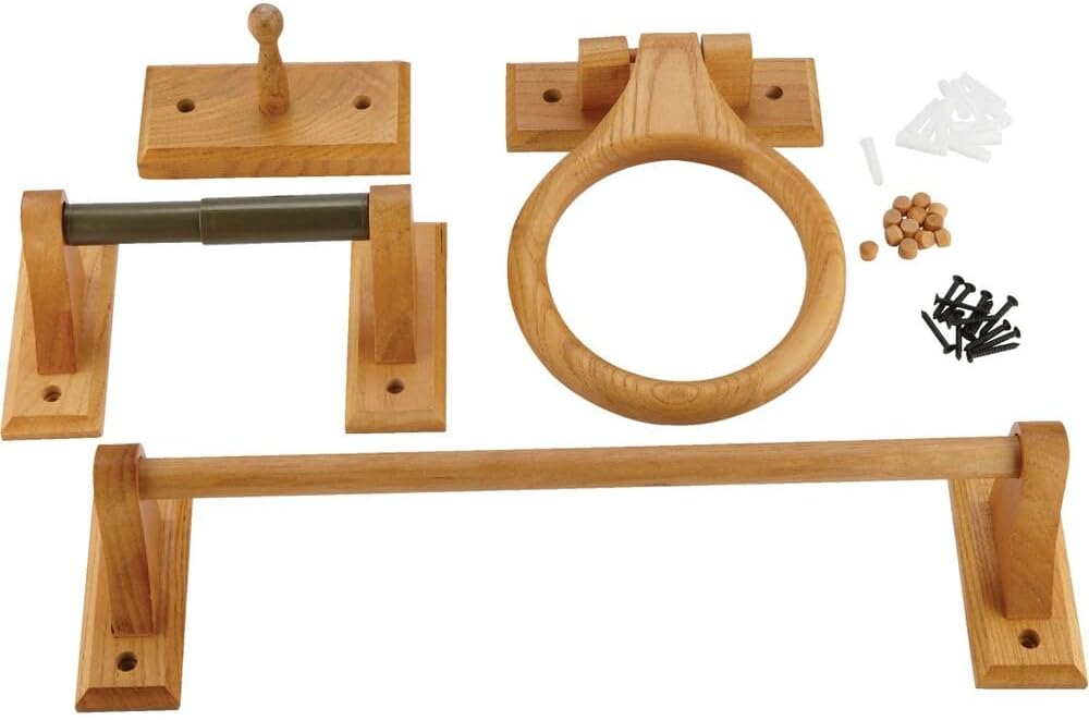 4-Piece Oak Bath Accessory Kit