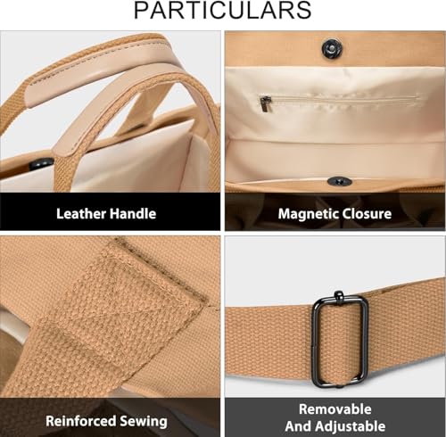 Image of Kawn Large Canvas Tote Bag for Women hobo Shoulder Bag with Zipper Multi-Pocket Satchel bag Crossbody Bag with Detachable Strap Everything Everyday Handbags for Office, College and Travel