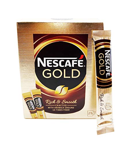 NESCAFE Gold Rich & Smooth Taste Crafted with Arabica Ground Coffee Beans 10 Times Finer Instant Coffee Beverages Stickes for a Perfect Day Start (1 Box (25 Sticks))