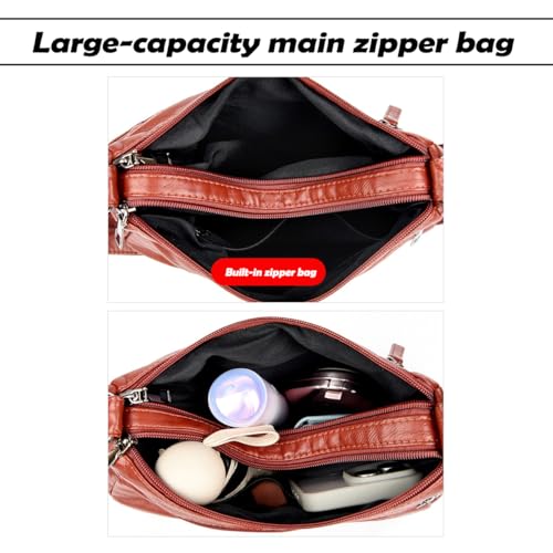 Crossbody Bags for Women,PU Shoulder Bag Roomy Multiple Pockets Bag Ladies Purse Fashion Tote Top Handle Satchel3