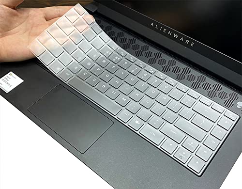 Clear TPU Keyboard Cover Skin Compatible with 2021 Dell Alienware M15 R5 Ryzen Edition & Dell Alienware M15 R6 15.6 inch, Dell Alienware x15 R1 15.6" & Dell Alienware x17 R1 17.3" Gaming Laptop