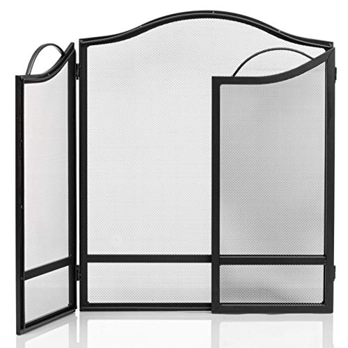 Doeworks 3 Panel Fireplace Screen Black Spark Guard Cover #TOP3