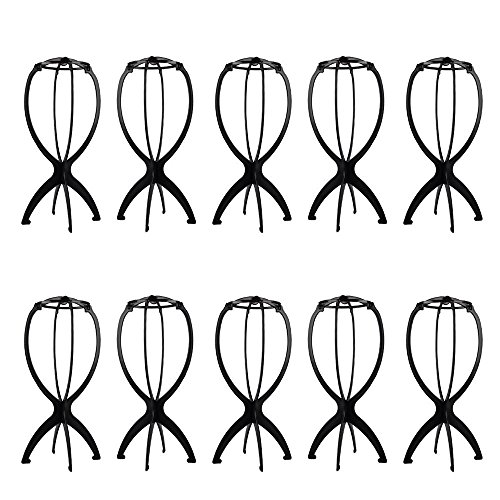 2 Pack Wig Stand, Portable Hanging Wig Stand for All Wigs and Hats, Collapsible Wig Dryer, Durable Wig Stand Tool Holder, Hat and Cap Holder (Black) … (4)