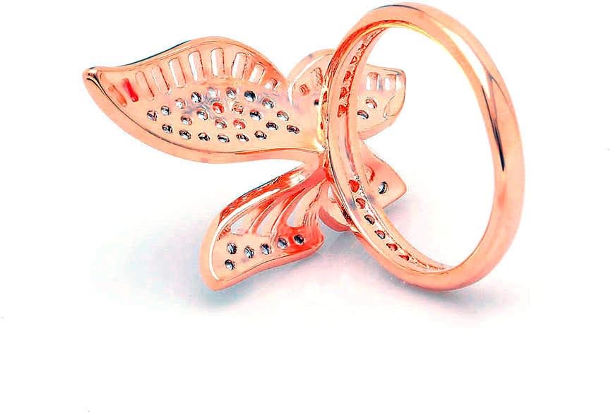 Butterfly Ring for Women by Ginger Lyne |Clear Cubic Zirconia Yellow Gold Plated Large Statement Fashion Ring for Her