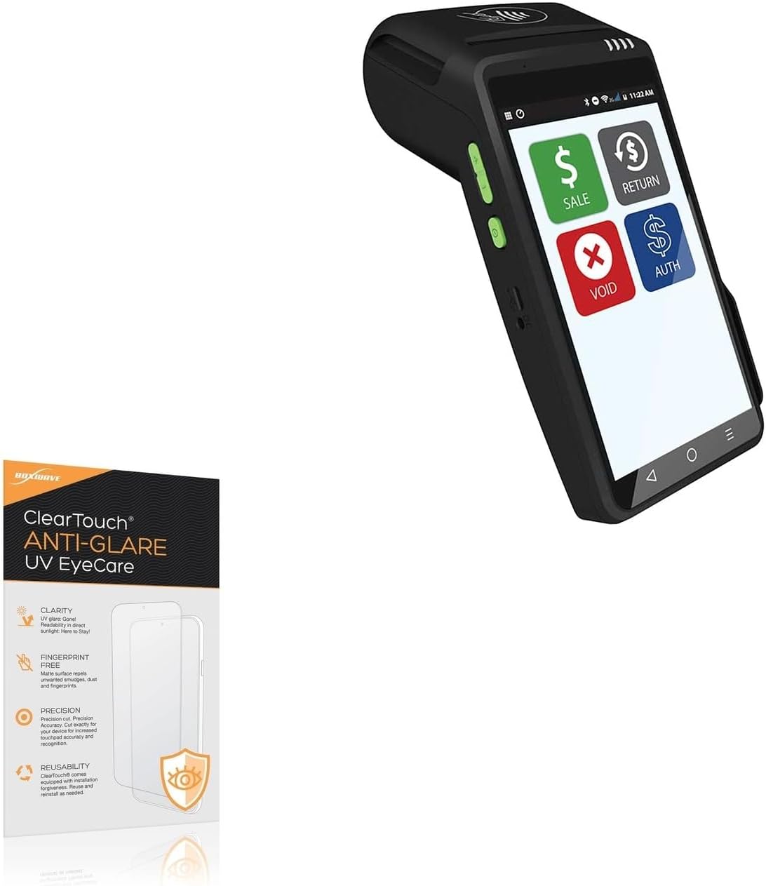 BoxWave Screen Protector Compatible with Dejavoo QD2 Mobile Wireless - ClearTouch Anti-Glare Anti-UV EyeCare (2-Pack), Filters Out Harmful Blue Light Reduce Fatigue