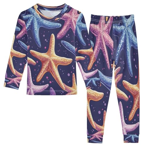 Pajama Sets Long Sleeve Colorful Starfish Pattern Soft Comfy Sleepwear 2 Piece PJS 3-8T