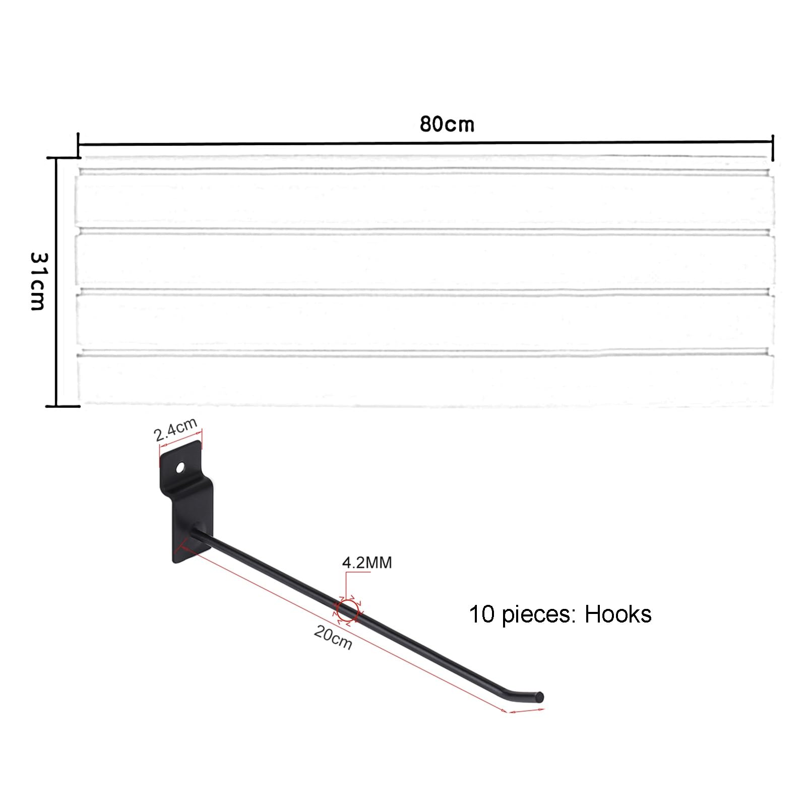 Wandlamellenpaneel für Einzelhandel, Garage, Werkzeugaufbewahrung, Bastelbedarf, Zuhause, Werkstatt, Regal (schwarz, 80 x 31 cm) – vielseitige Display-Lösung zum Präsentieren und Präsentieren von