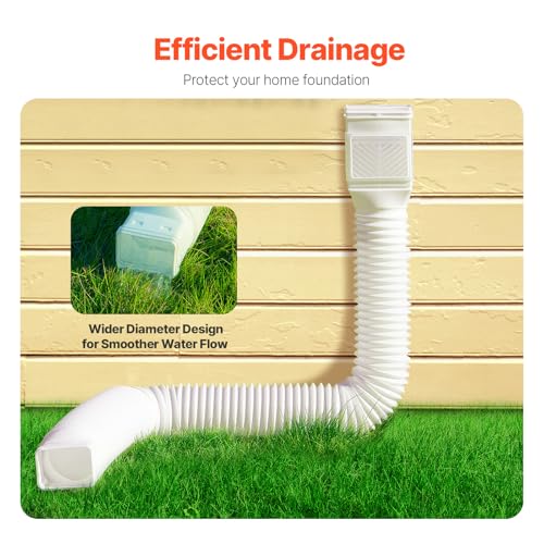 image for VEVOR Rain Gutter Downspout Extensions, 2-Pack Flexible Downspout Exte