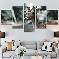 SIGNWIN 5 Panel Canvas Wall Art Animals Deer Modern Artwork for Home Decorations Ready to Hang - 60