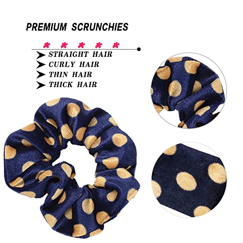 Hair Scrunchies, Soft Satin Elastic Soft Hair Ties Scrunchy Hair Bands Ponytail Women Girls Lady Children Point Dot Scrunchy - Image 3