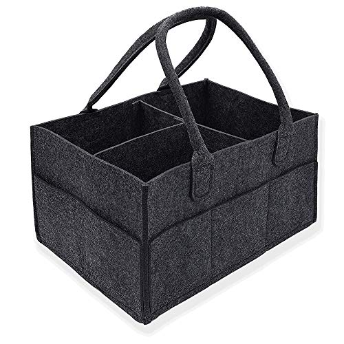 Baby Wickeltisch Organizer, OOCOME Multifunktionale Windeltasche Wickelorganiser Aufbewahrungskorb Windeleimer Tragbar Diaper Bag Windelorganizer Baby für Kinderzimmer, Auto und Reisen (Schwarz) Cover