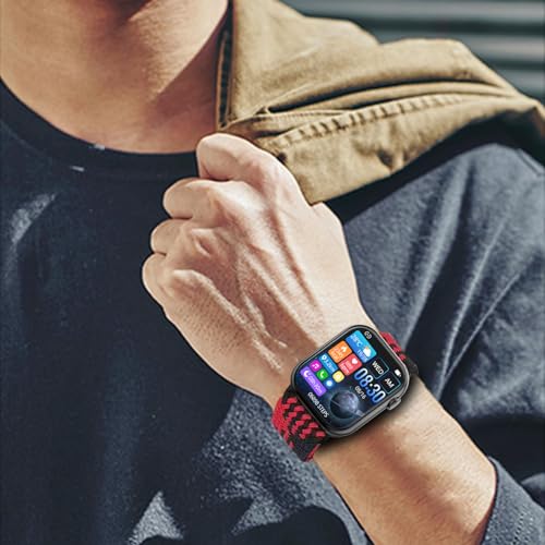 Hwagol Watch Straps,Braided Elastic Sports Ring Compatible Smart Watch,24mm Wide Strap Adjustable Elastic Nylon Braided Wristband for Women and Men