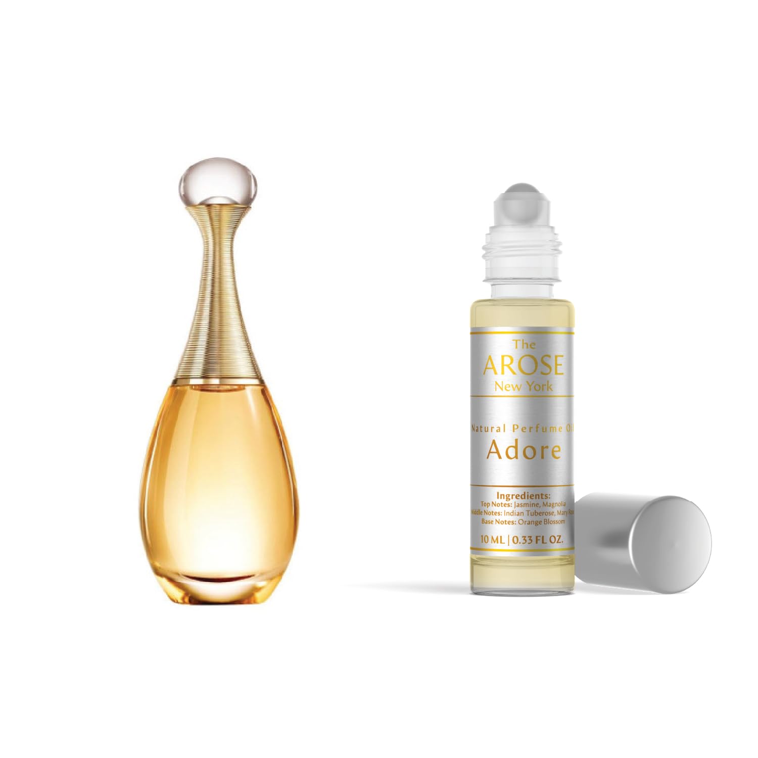 Adore Perfume Oil - The Arose New York, Alcohol-free, Vegan, Pocket Size, Travel Size, long-lasting, Fragrance Inspired by J'Adore - LARGE BOTTLE NOT INCLUDED 1 Bottle (10 ml)