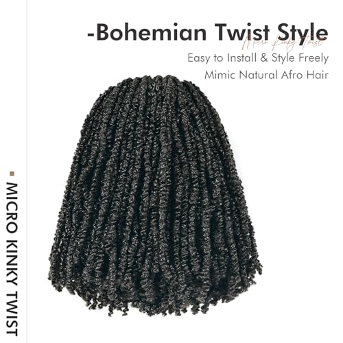 ToyoTress Micro Twist Crochet Hair - 12 Inch 8 Packs (240 Strands) Natural Black Mini Passion Twist Crochet Hair For Black Women, Pre-looped Spring Twist Synthetic Braiding Hair (12 Inch, 1B-8P) - Image 3