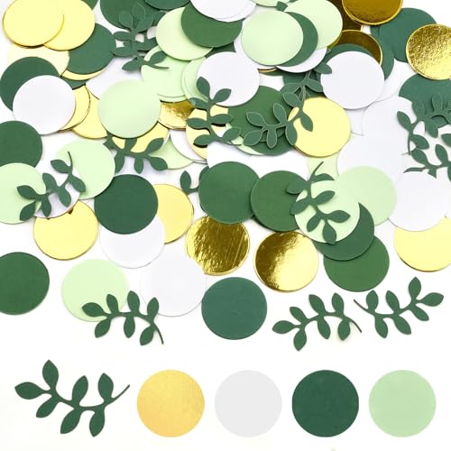 Konfetti Streudeko,100 Stück Konfetti Geburtstag Deko Grün Gold,Papier Hochzeitsdeko Tisch,Runde Streudeko Confetti für Geburtstag Hochzeit Babyparty Dekoration(Groß 2.5cm)