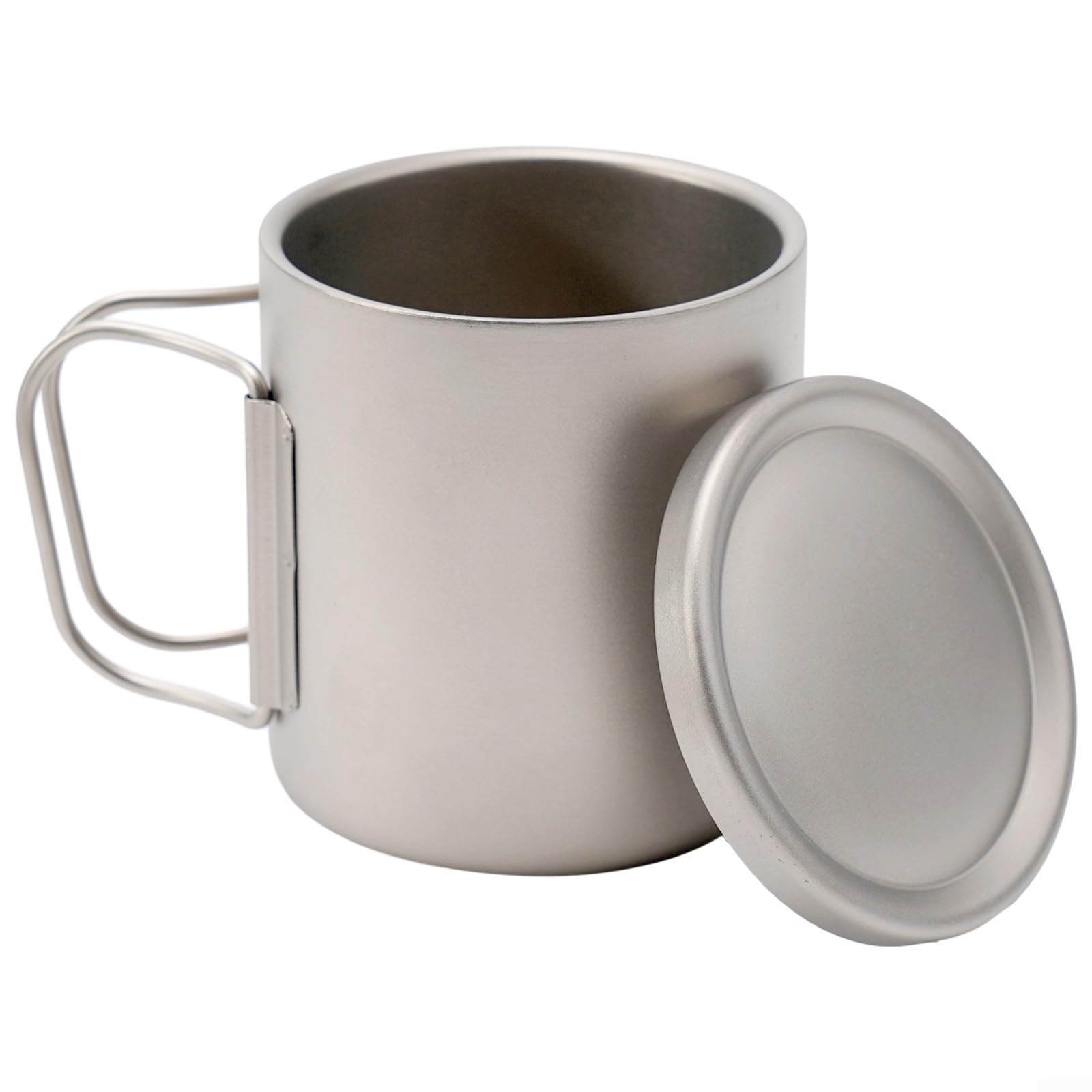 Kubek podróżny ze stali nierdzewnej z podwójną ścianką z pokrywką, izolowany kubek do kawy na kemping, wędrówki, metalowy kubek 450 ml (450 ml bez uchwytów)