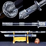 ❤【Perfekte Größe】: Gesamtlänge 117 cm, Klingenlänge 72 cm, Grifflänge 37 cm, Klingenbreite 3,85 cm, Klingenstärke 0,5 cm, Gewicht ca. 2 kg. Dieses Größendesign sorgt dafür, dass dieses Schwert leicht zu tragen und zu handhaben ist kann leicht verwendet werden, egal ob Sie Schwertkampf üben oder tatsächlich anwenden.