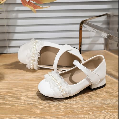 IWIHMIV Girls Dress Shoes Mary Jane Flower Girls Cute Princess Low Thick Heel Leather Shoes for School Wedding Party2