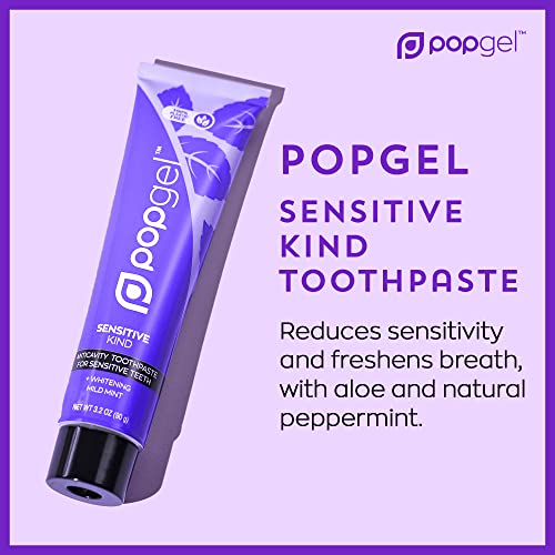 Popgel Sensitive Kind Toothpaste - Mild Mint - 100% Plastic Free Toothpaste - Anticavity Fluoride Toothpaste - Vegan - Clean Ingredients - Sls & Paraben Free (Mild Mint) #TOP3