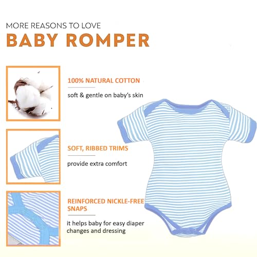 Image of VParents Rompers for New Born Baby Girl & Boy (Pack of 3), 100% Cotton Half Sleeve Romper /Bodysuit /Jumpsuit /Onesies /Sleepsuit For Infants & Toddlers, Comfortable Daily Wear Clothes For Babies