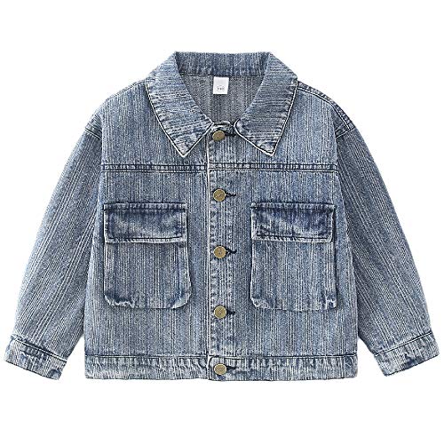 Back to school outfits Baby Boys' Basic Denim Jacket Button Down Toddler Girls Jeans Jacket Top - Blue (7-8 Years)