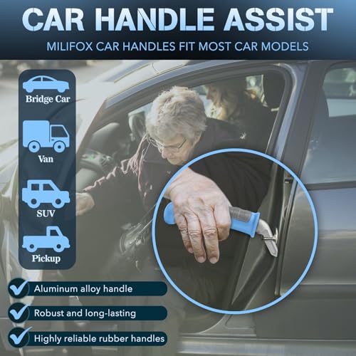Milifox Ausstiegshilfe Auto, Einstiegshilfe Auto Senioren, Mobilitätshilfe Haltegriff Griphelfer Aufstehhilfe für ältere Menschen Behinderten,1 Stück（Hellblau und Grau）