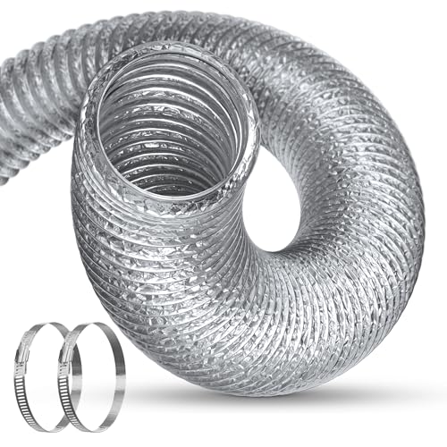 Image of HG PLVTII 125mm Flexible Ducting Aluminium Foil 5 Inch Vent Hose, 1.5m 5-Layer Heavy Duty Air Duct Pipe for Tumble Dryer, Air Duct for Cooker Hood, Extractor Fan, Ventilation System, Silver