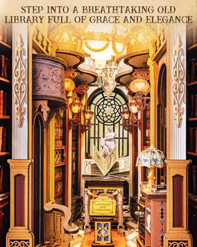 Image of Rolife Book Nook Kits 3D Wooden Puzzle for Adults - Library of Wonders 258-Piece DIY Booknook Building Kit Baroque Architecture Model Bookshelf Decor Craft Gift for Adult Book Lovers