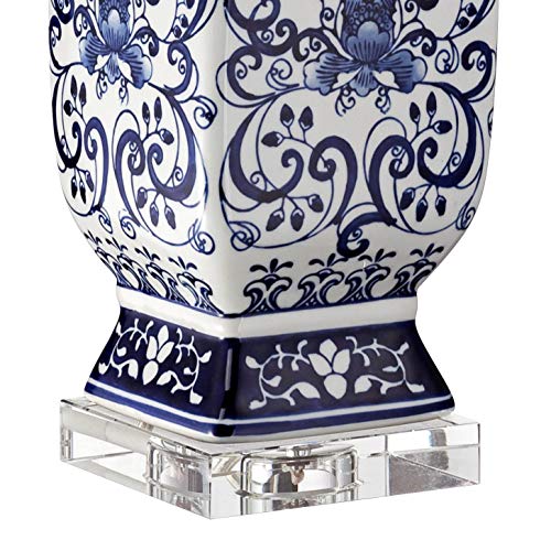 Barnes and Ivy Iris Traditional Country Cottage 3-Way Table Lamp with Table Top Dimmer 28" Tall Blue White Floral White Porcelain Drum Shade Living Room Bedroom House Bedside - Image 6