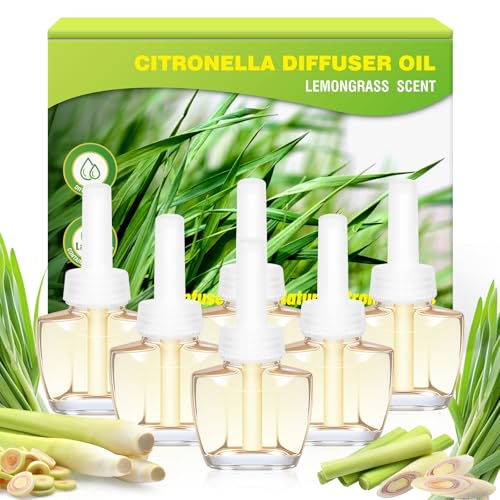 Image of Citronella Plug in Refills, 6 Pack Citronella Scented Oil, Summer Scents | Plug In Air Freshener Refills, 3.96 Fl Oz, for Indoor, Backyard, Hallway, BBQ, Summmer, Compatible with Air Wick & Glade