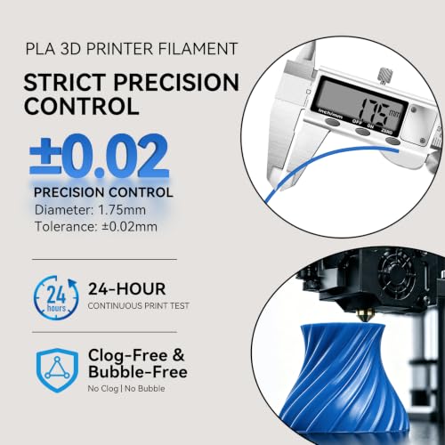 Image of Kingroon PLA 3D Printer Filament, Dimensional Accuracy + /- 0.02 mm, 1 kg Spool(2.2lbs), 1.75 mm，Blue