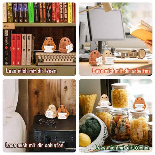 Positive Potato Grote cadeauset, Pocket Hug cadeaus voor vrouwen, kleine geluksbrenger voor beste vriendin en kinderen, motivatiegeschenk, partner, herfstdecoratie, geluksbeerchi-vulling - Afbeelding 6