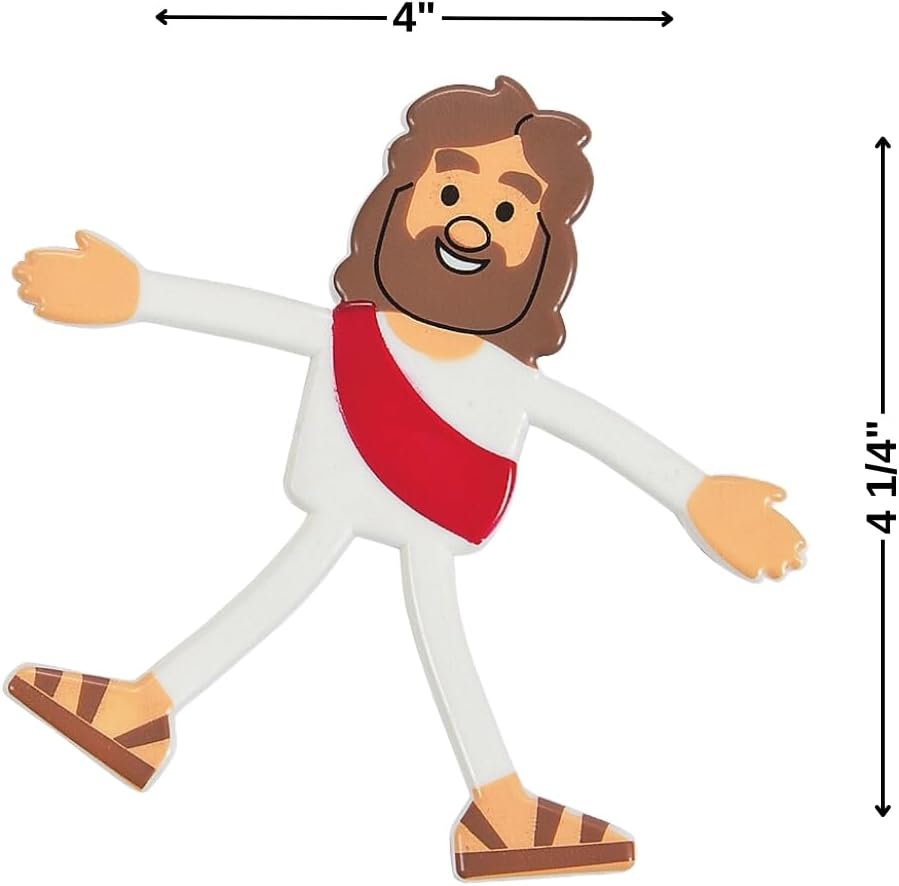 Fun Express Jesus Figurines Bendable Toys 24 Pack - Mini Jesus Figures Bulk Christian Gifts for Kids | Religious Easter Basket Stuffers & Church Party Favors | Vinyl Jesus Dolls for Sunday School