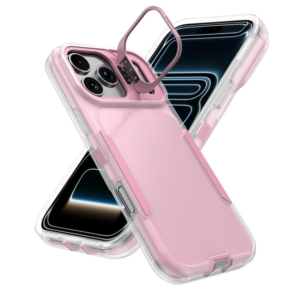 Carcasa genérica compatible con iPhone 15 Plus (color: transparente Plus rosa) a prueba de golpes con soporte de lente de silicona